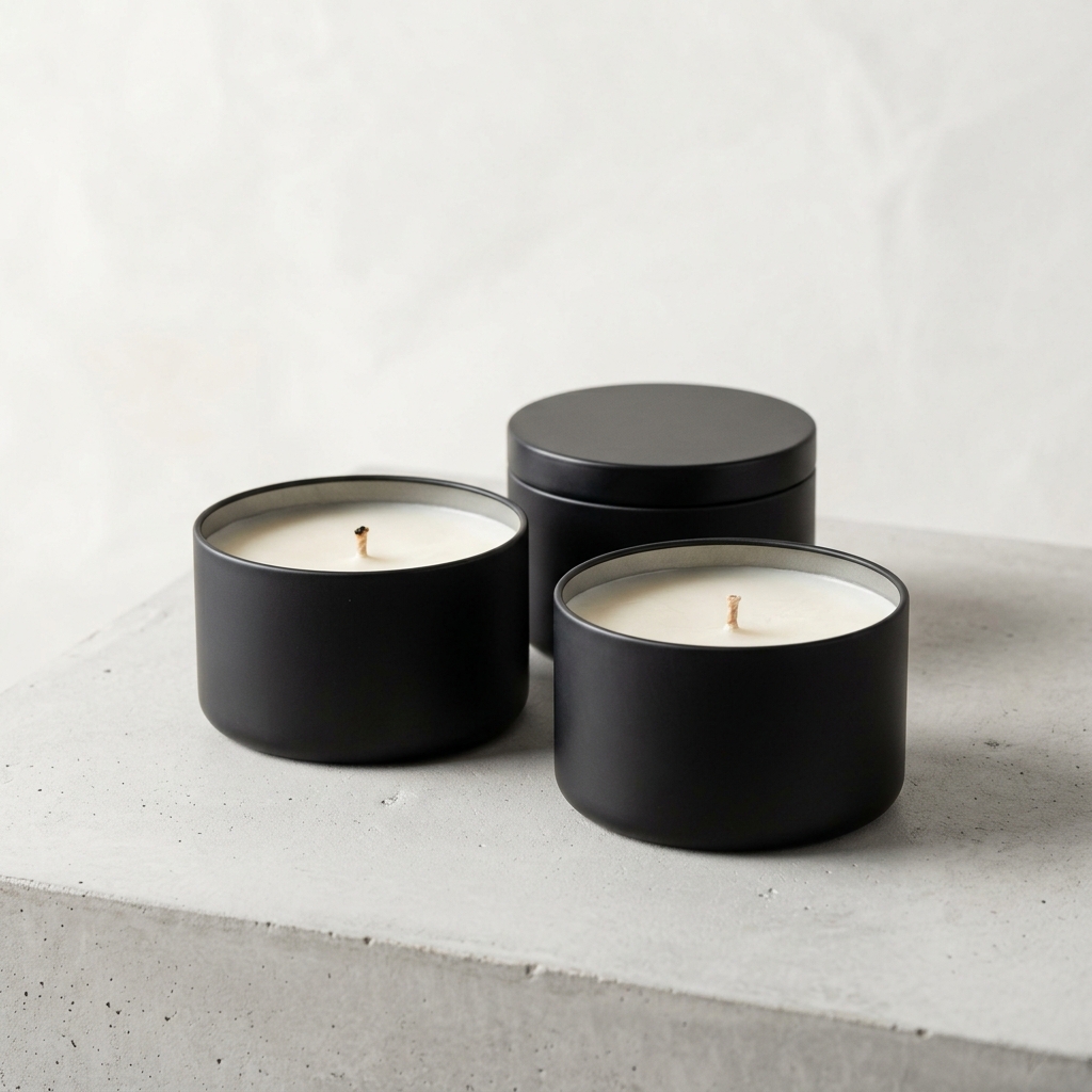 8oz Matte Black Seamless Candle Tins - Premium Metal Containers for Luxury Minimalist Branding