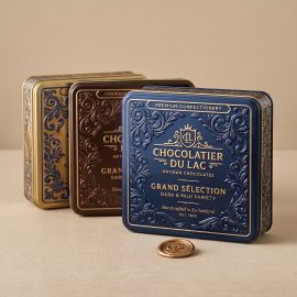 Premium Embossed Rectangular Chocolate Tins | High-End Custom Confectionery Packaging Solution