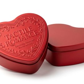 Tactile Romance: Elevating Boutique Brand Identity with Custom-Embossed Red Heart Tin Containers