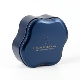 Premium Navy Blue Irregular Shaped Metal Packaging – Luxury Custom Tin Boxes (Model: NB-IRR-01)